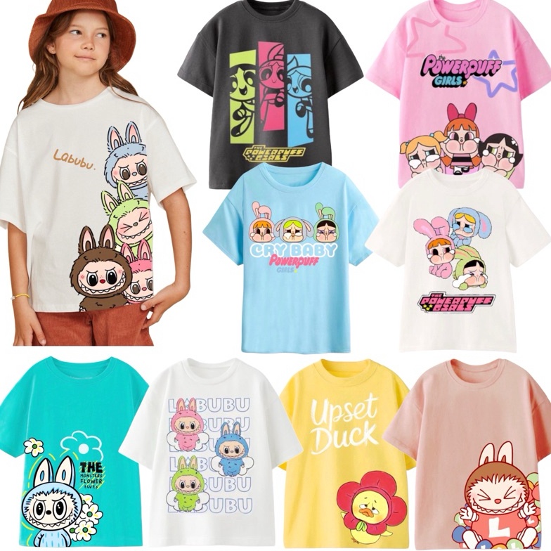 KODE B79S Kaos anak perempuan labubucrybabyupset duck numkids