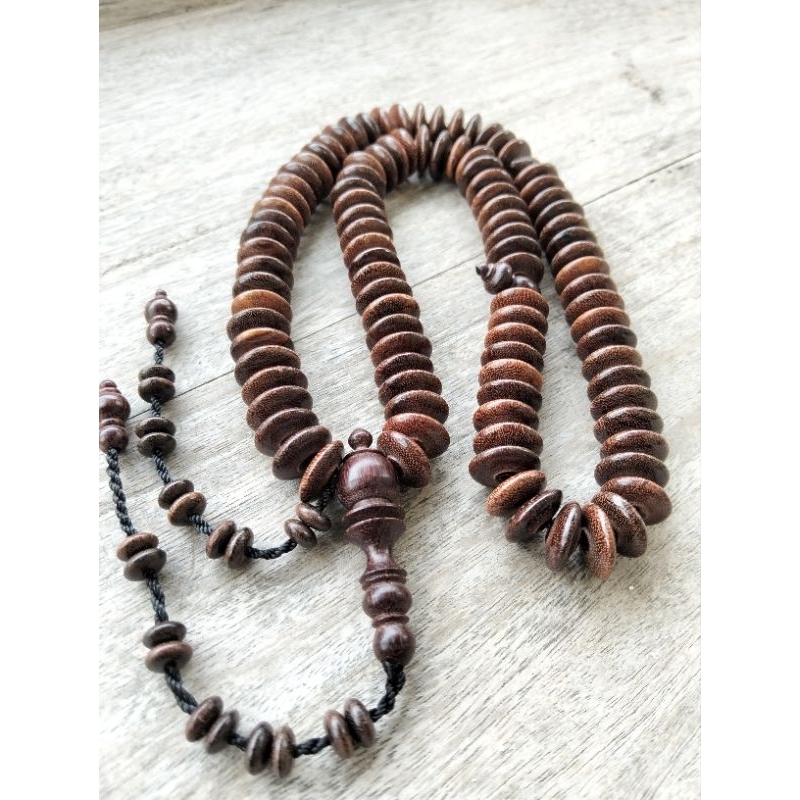 tasbih galih asem jumbo 16 mm 99 butir model pipih donat profil premium tasbih kayu 99 butir kayu ga