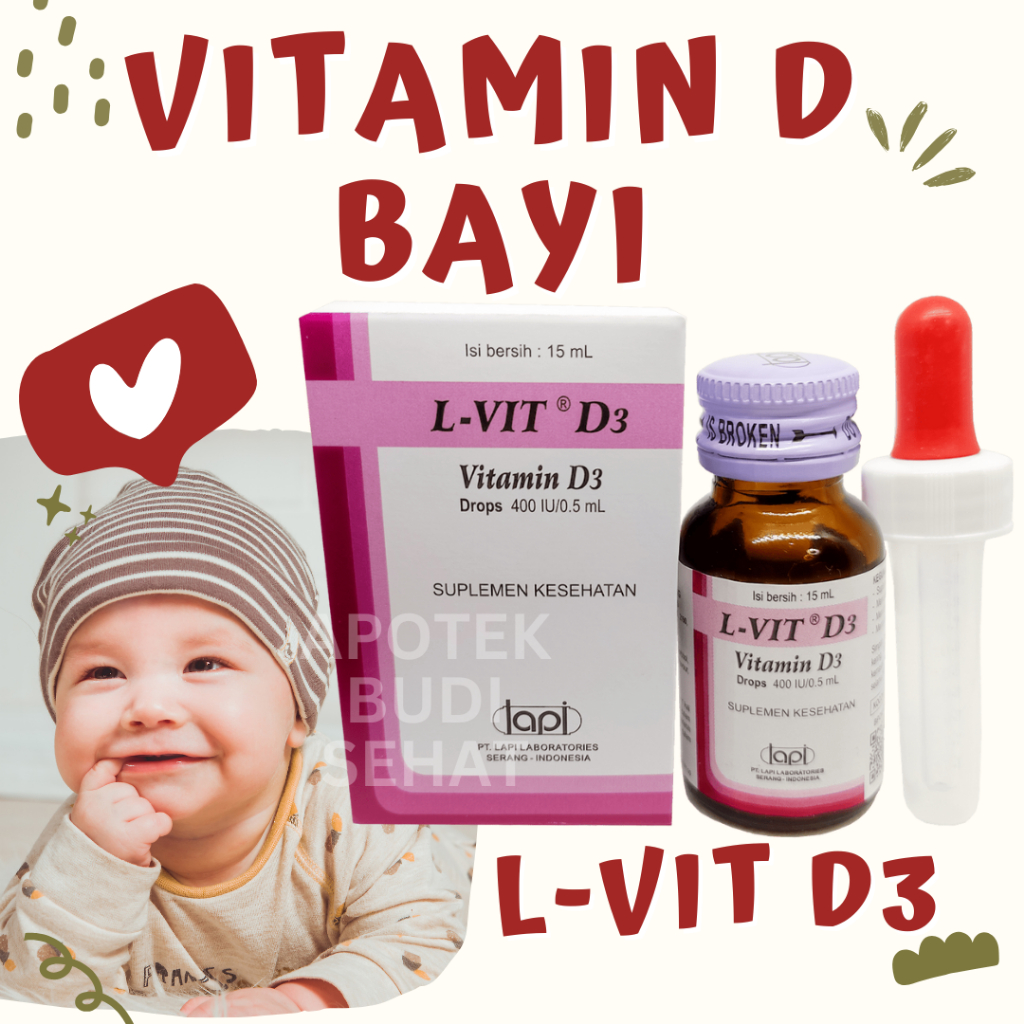 L VIT D3 Drop Vitamin D Bayi Vit D Bayi Vitamin Tetes 400IU Vit D anak 1 tahun Pilek Batuk Tingkatka