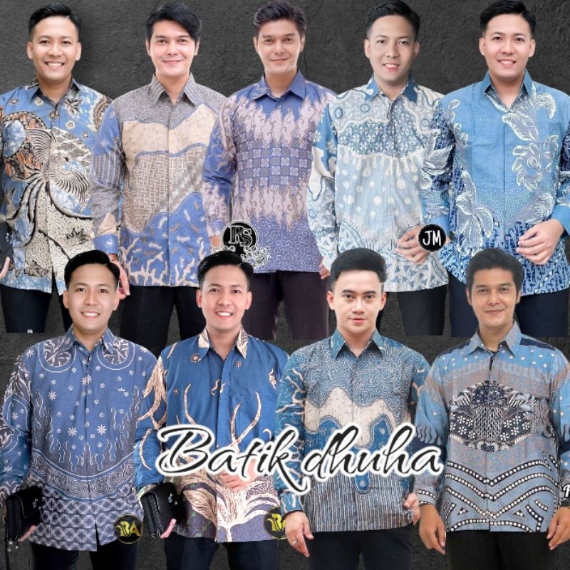 KEMEJA BATIK LENGAN PANJANG WARNA BIRU MUDA / BATIK PRIA MOTIF TERBARU WARNA BIRU DENIM