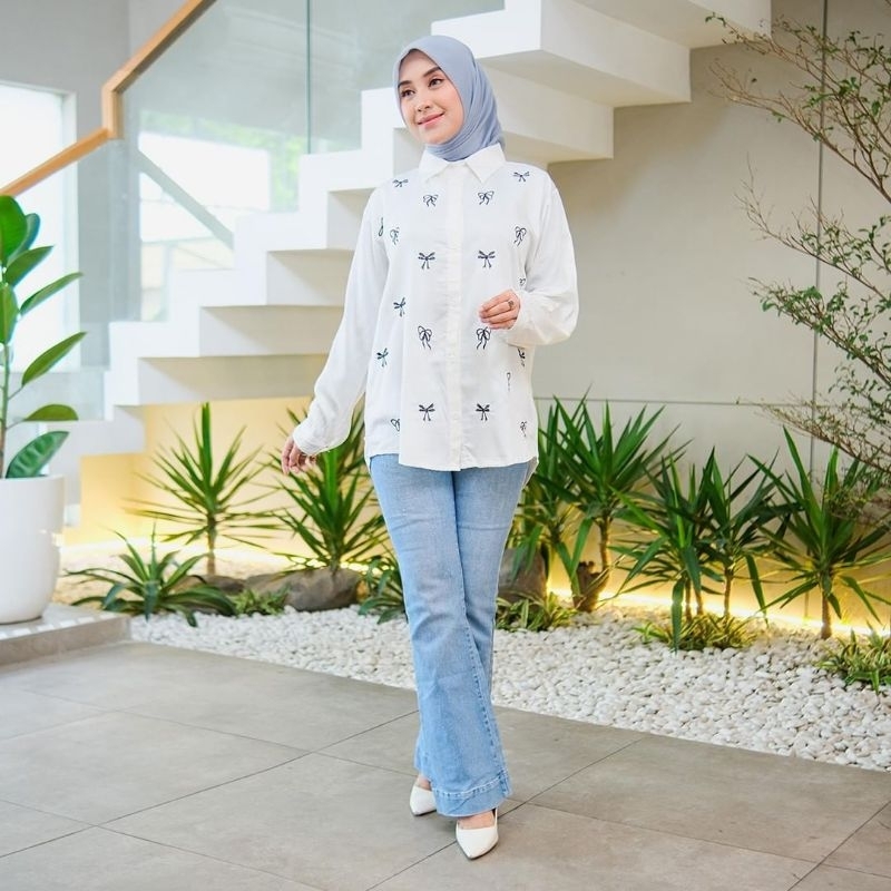 KEMEJA BORDIR / SOPHIA TOP BORDIR / KEMEJA WANITA / KEMEJA KATUN MOTIF BORDIR
