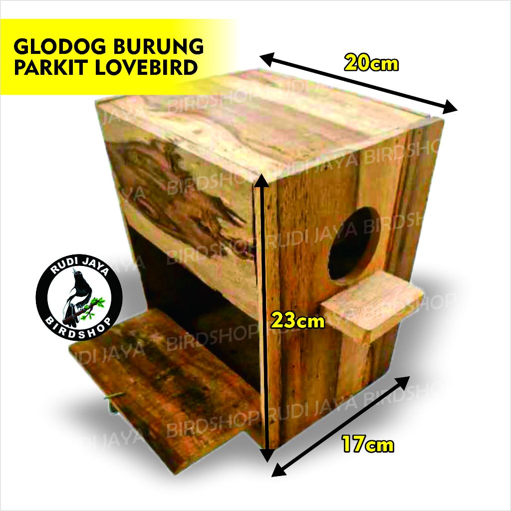 GLODOK GLODOG BURUNG LOVEBIRD BENTUK KOTAK GLODOKAN KAYU TEMPAT SARANG TERNAK BERTELUR BURUNG PARKIT