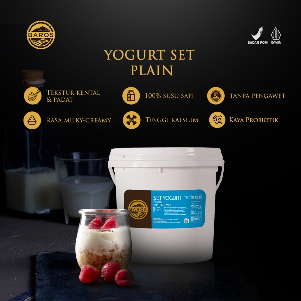 

IO Baros Yogurt Set Plain - 1 L 100% Natural Fresh Milk Tanpa Tambahan Gula Rendah Kalori Diet Sehat