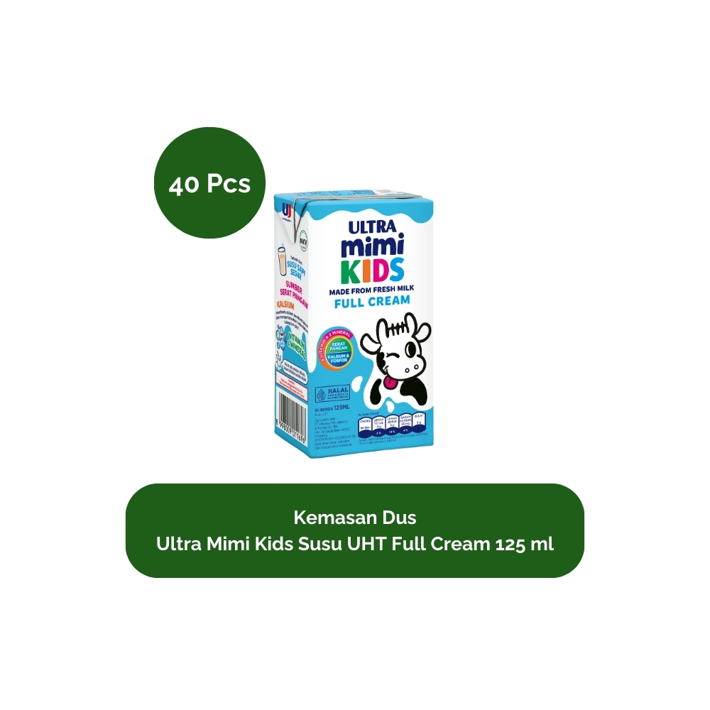 

Ultra Mimi Kids Susu UHT Full Cream 125 ml x 40 pcs 1 kardus