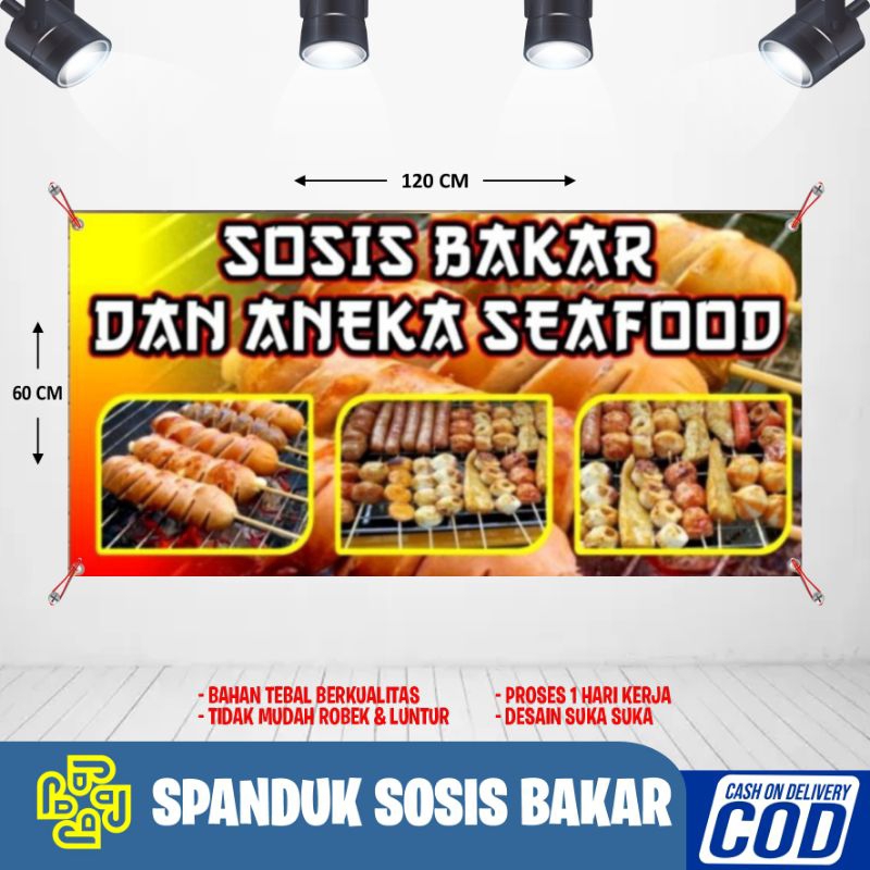 spanduk banner sosis bakar dan aneka seafood murah