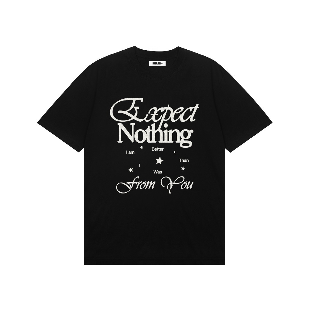 PROOF X MRJN - Black Tshirt kaos 24s Expect Nothing/reguler/graphis/plastisol