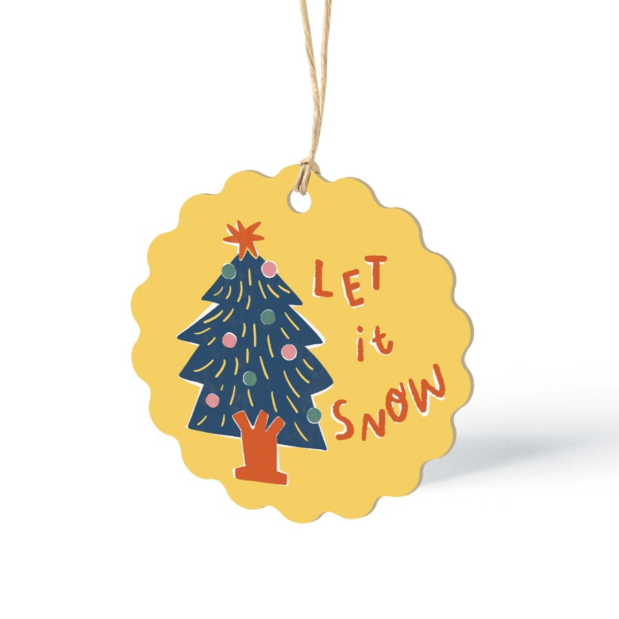 

10 Pcs Hang Tag Design Gift Tag Let Is Snow Bulat Ukuran 6 x 10 cm