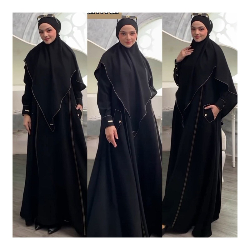 Abaya Set khimar Bahan jetblack