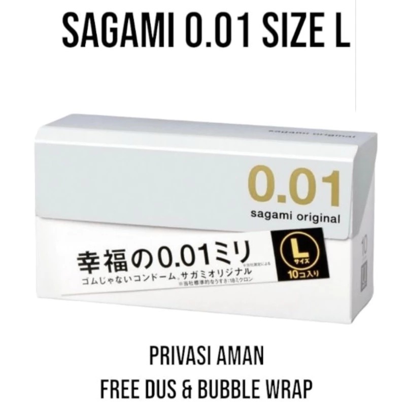 Auto Jewelery Kondom Sagami 0.01 Original Jepang Isi 5 Pcs 001 / Size L 10 Pcs Japan