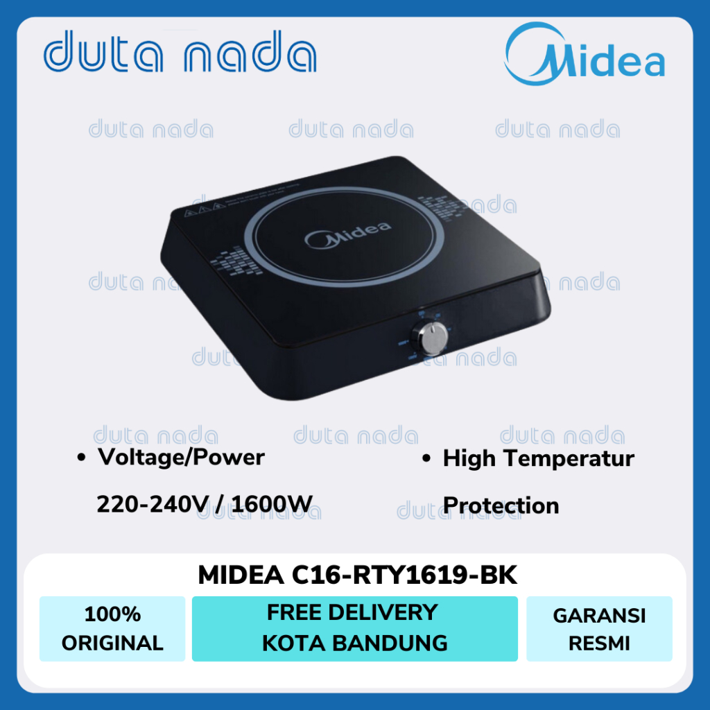 Kompor Induksi Midea C16-RTY1619-BK - 1 Tungku Hitam