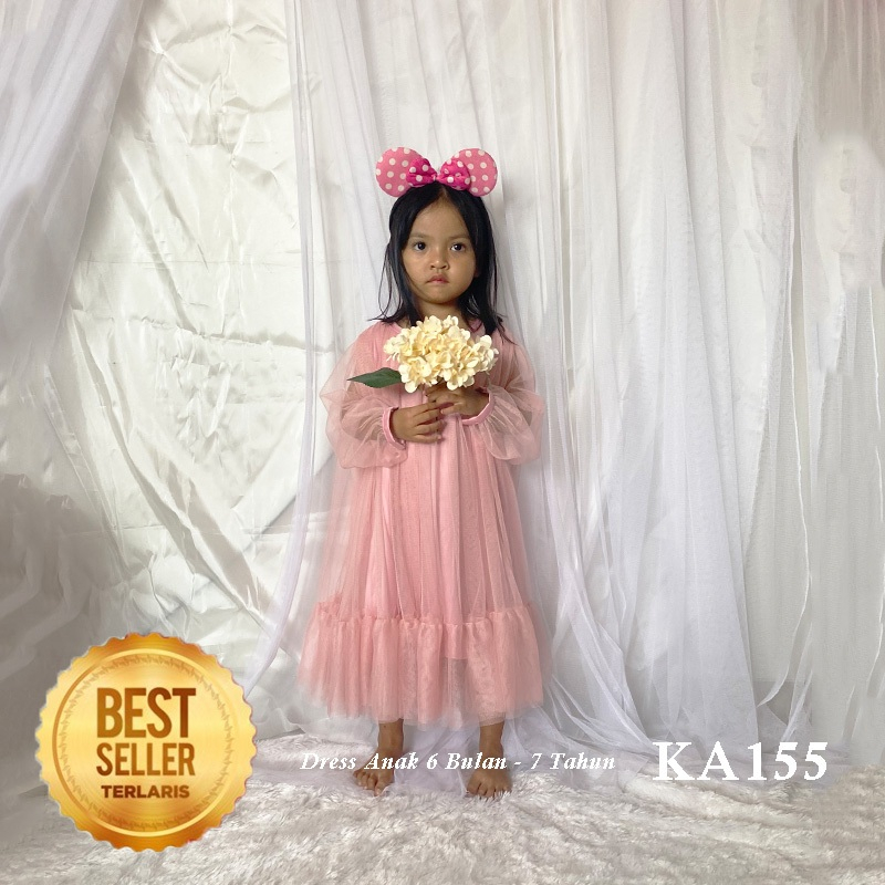 Rose Gold Satin Dress Pesta Anak Perempuan Model Terbaru 2025 Lengan Panjang Acara Kondangan Akikah 