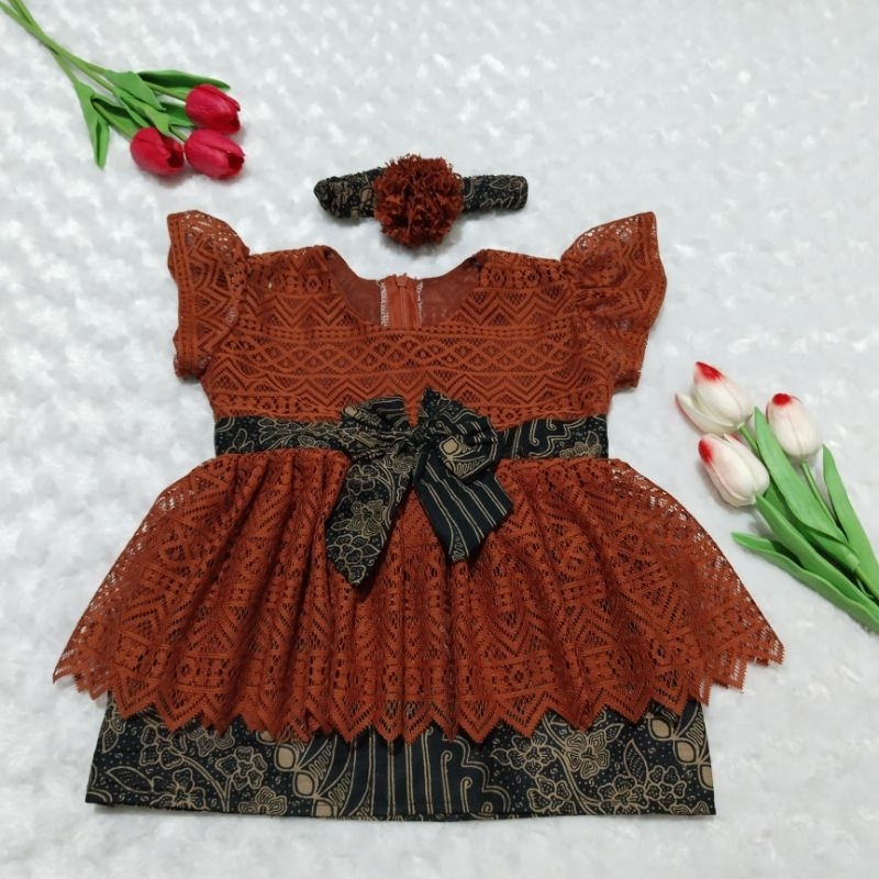 KEBAYA BAYI / KEBAYA ANAK PEREMPUAN / SETELAN KEBAYA ANAK teracotta merah bata