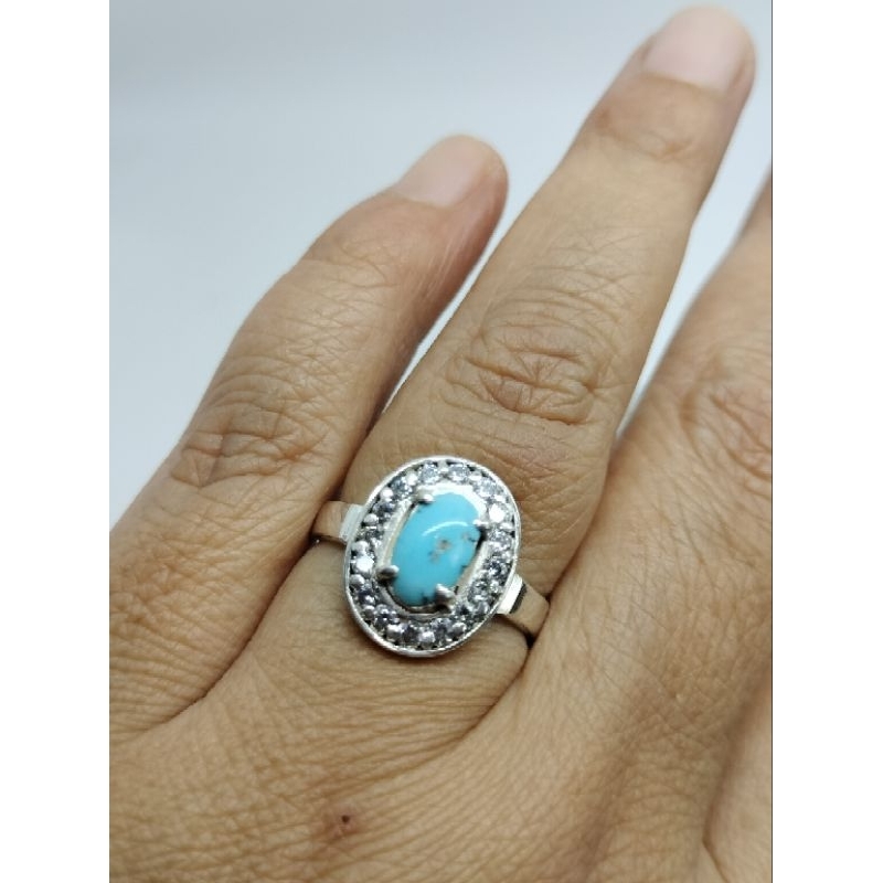 Cincin Perak Wanita Batu Pirus Naysabur