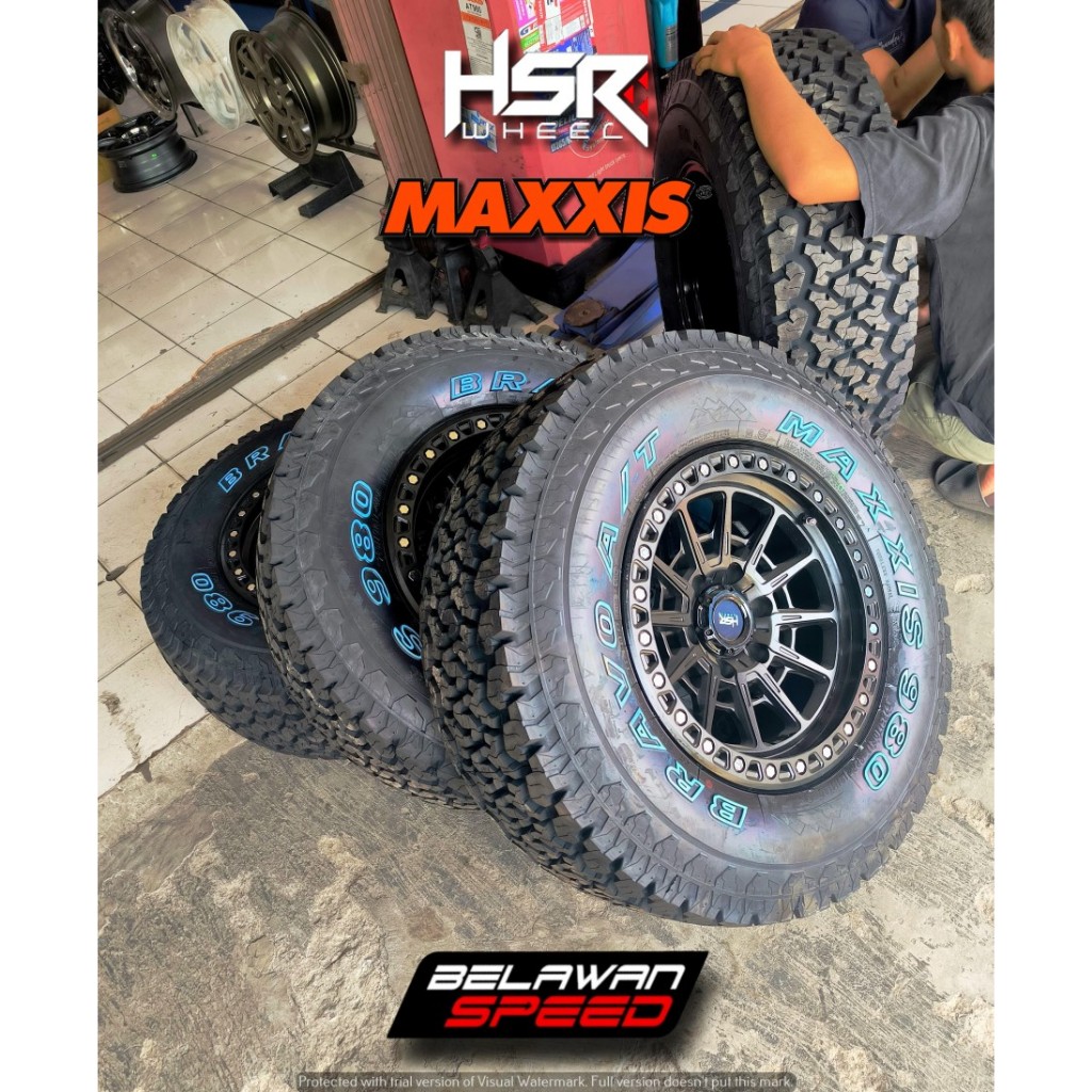 PAKET VELG OFFROAD R17 + BAN MAXXIS UNTUK MOBIL FORTUNER PAJERO HILUX STRADA FORD RANGER DLL HSR GUJ