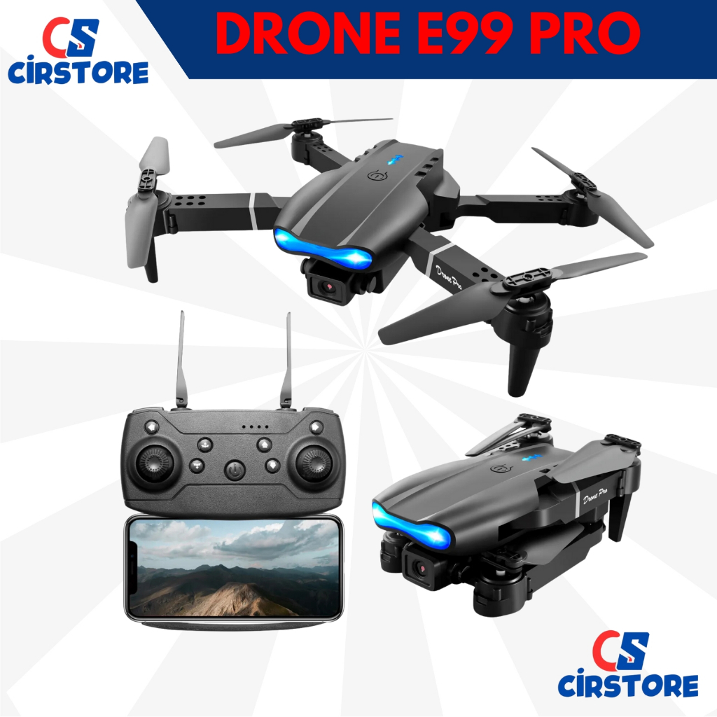 Drone Pro E99, kamera kendali jarak jauh 4k piksel, terbang kendali jarak jauh