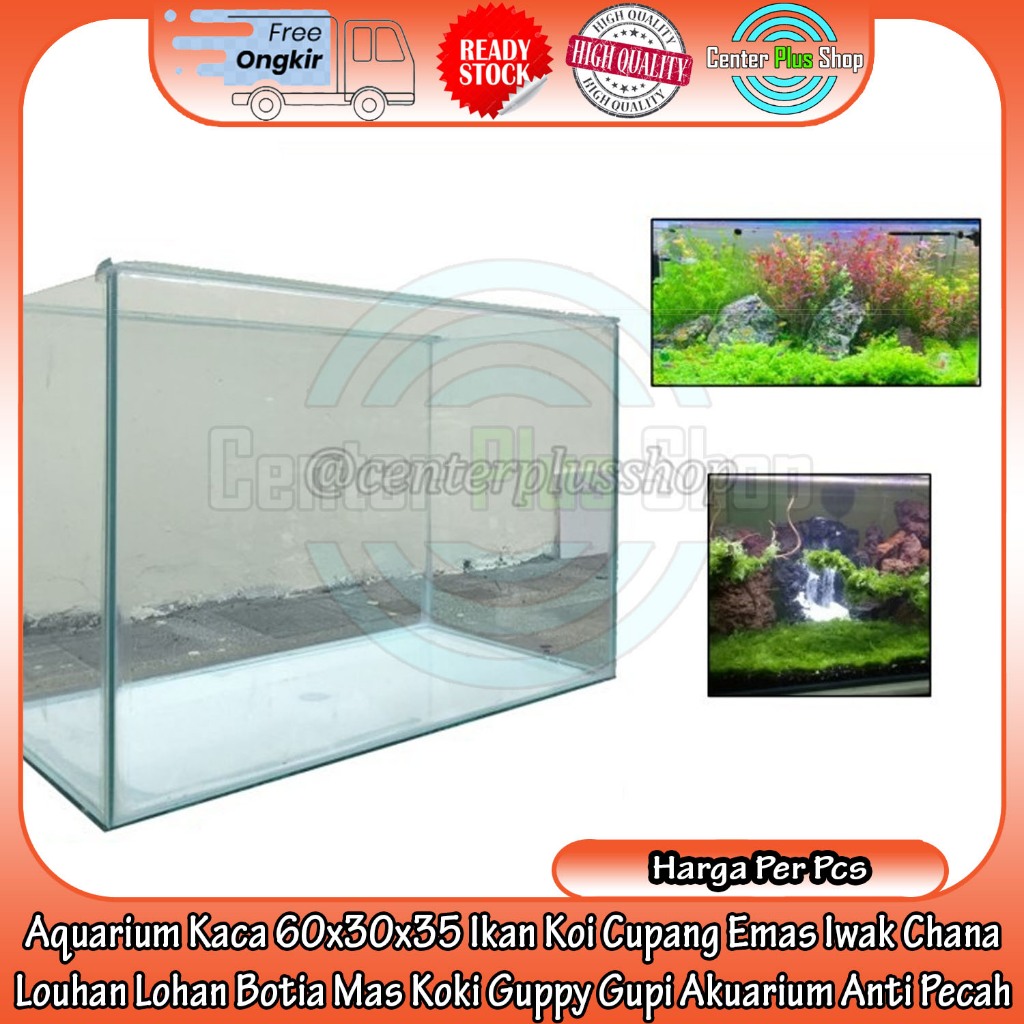 [Instant] Aquarium Kaca 60x30x35cm Tebal 5mm Akuarium Aquascape Ikan Hias Wadah Tempat Tumbuhan Tank