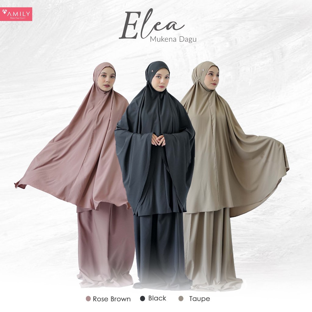 AMILY HIJAB - ELEA MUKENA DAGU AMILY HIJAB PRAY SET PREMIUM ALAT SHOLAT BRANDED RAYON SYARI JUMBO PO