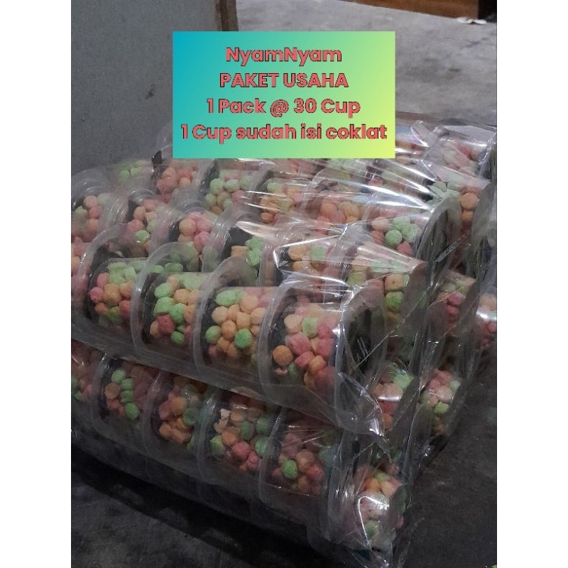 

PAKET USAHA Nyam Nyam crispy 1 Pack isi 30 Cup sudah isi coklat