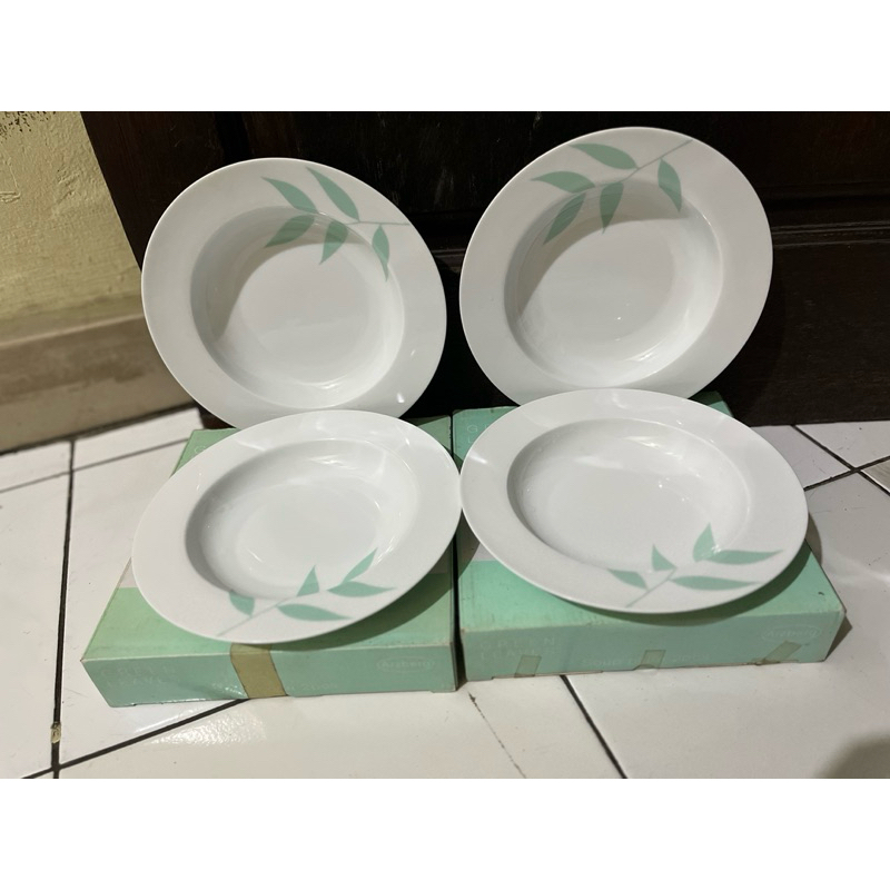 ARZBERG - Soup Plate Green Leaves - 2Pcs
