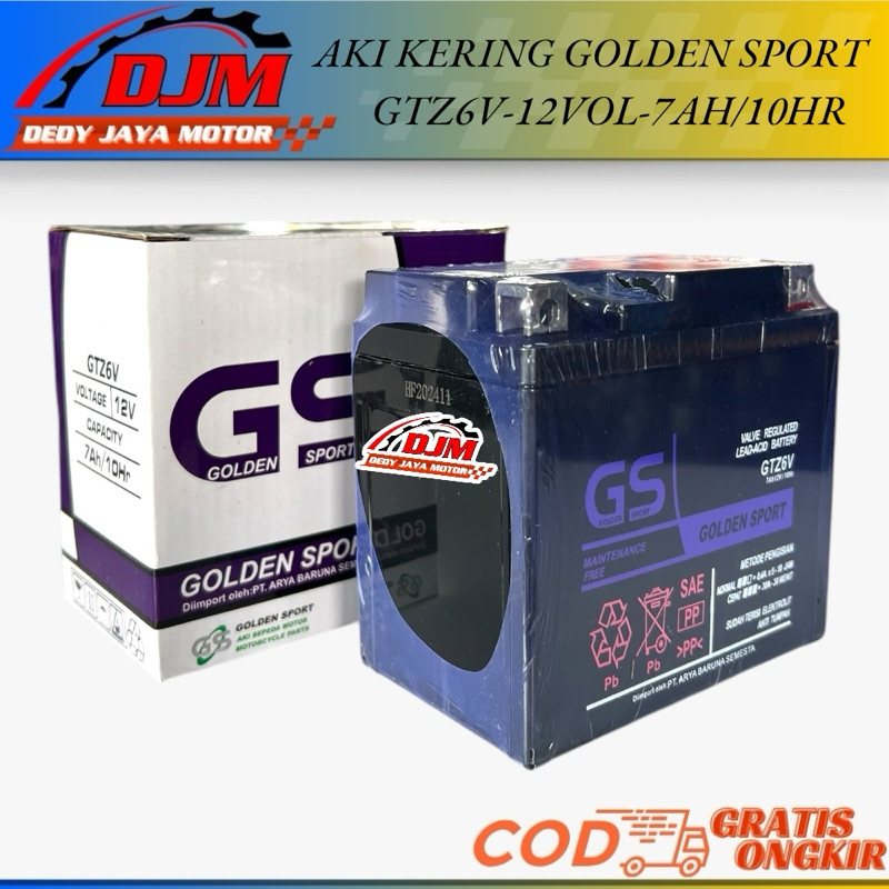 Aki Kering Motor Vario 125 150 CB 150R CBR 150R Satria Fu 150 GOLDEN SPORTS GTZ6V 12V 7AH/10HR Satri