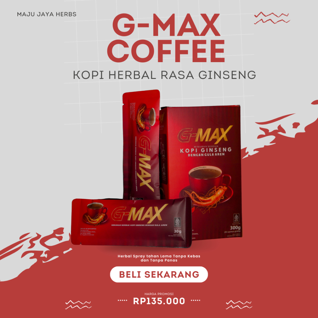 

G-MAX Kopi rasa gingseng tahan lama di ranjang kuat tanpa efek samping bpom