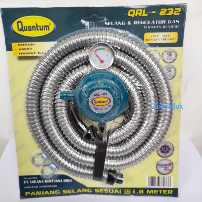 Selang Dan Regulator Gas Quantum Tekanan Rendah Panjang Selang 1,8M