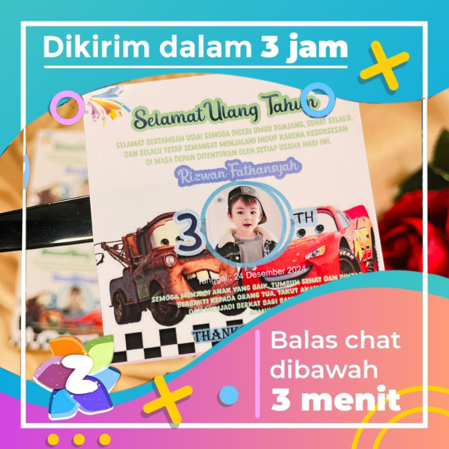 

2-4 Stiker Ultah Anak Ulang Tahun Label Bentuk Kotak Sticker Ulang Taun Uk.Kecil Zennida