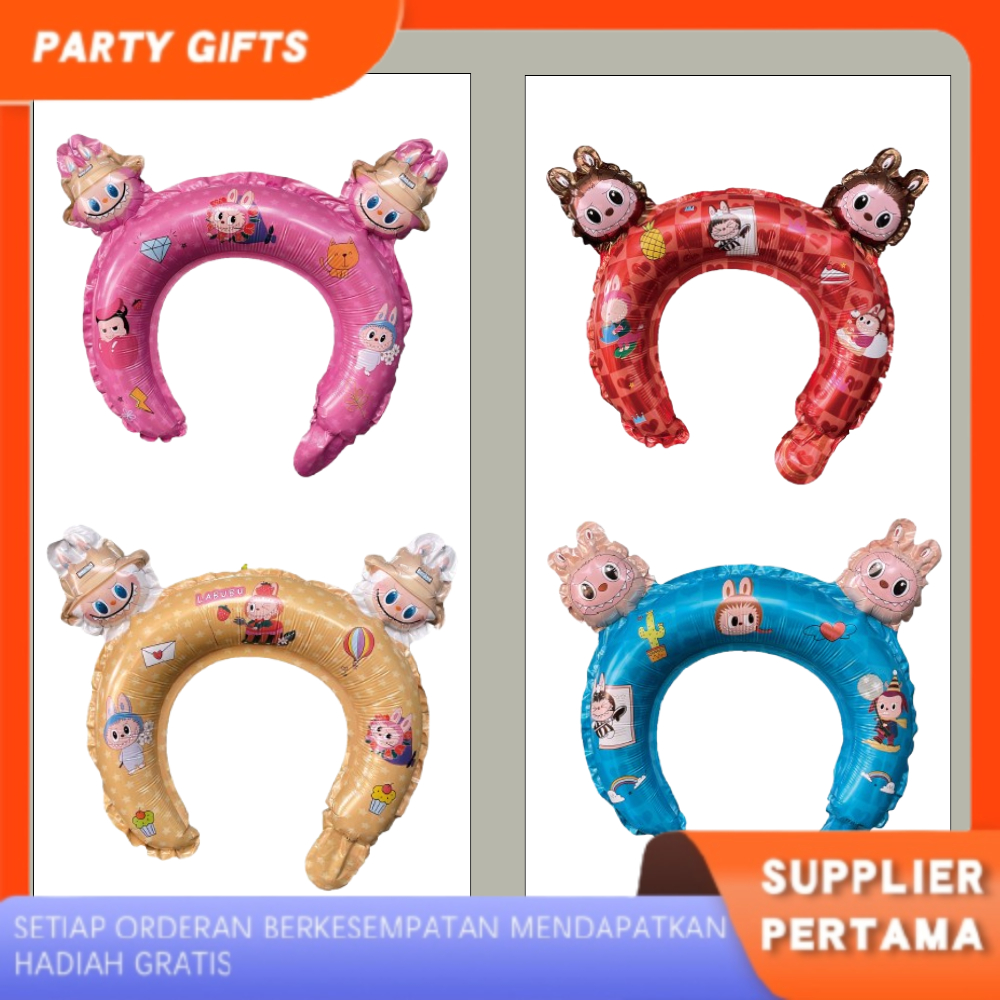 PARTYGIFTS Balon Bando Foil Motif Labubu / Balon Bando Labubu / Balon Pentungan Labubu/ Balon Labubu