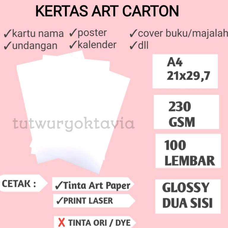 

Best Kertas art carton 23 gsm A4 isi 1 lembar V82