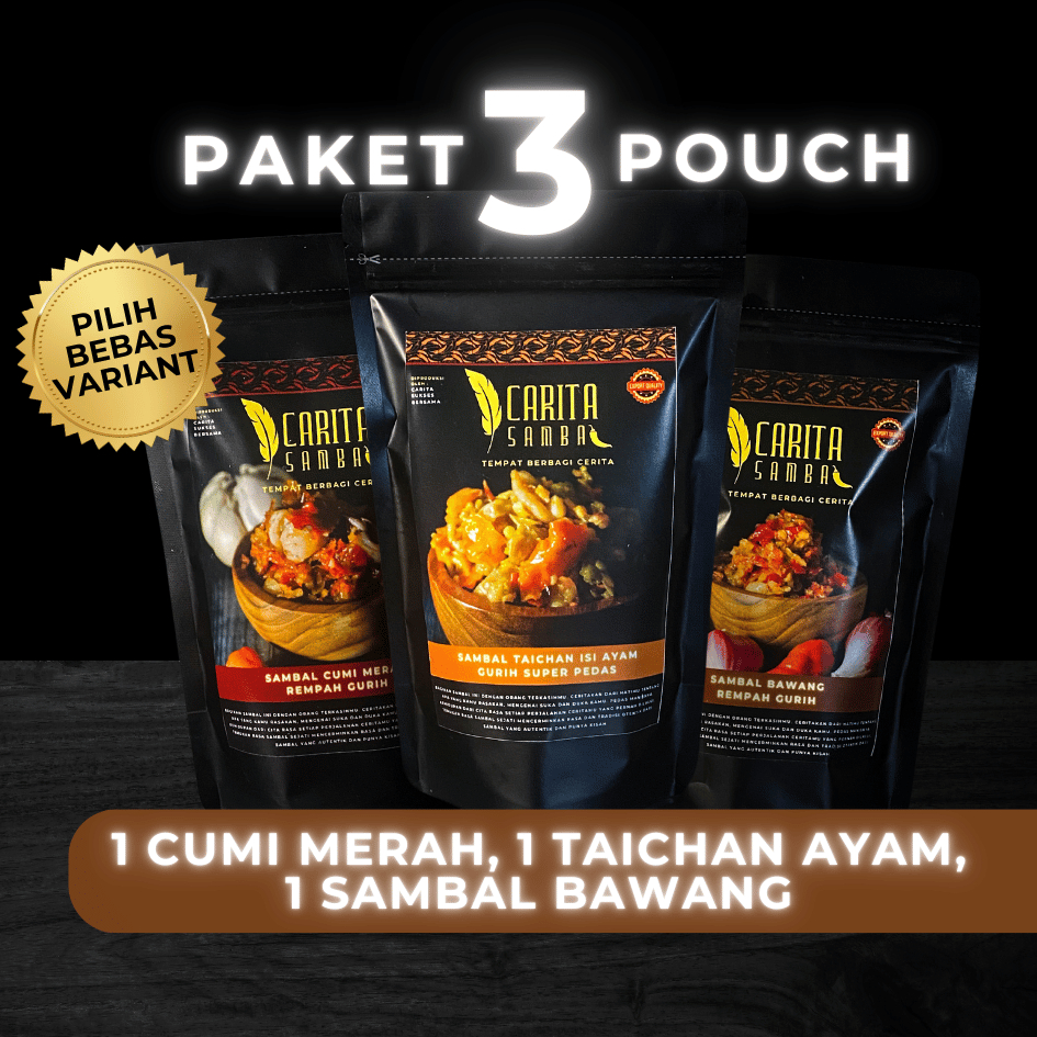 

Paket Sambal 3 Pouch Bebas Pilih Variant - Carita Sambal