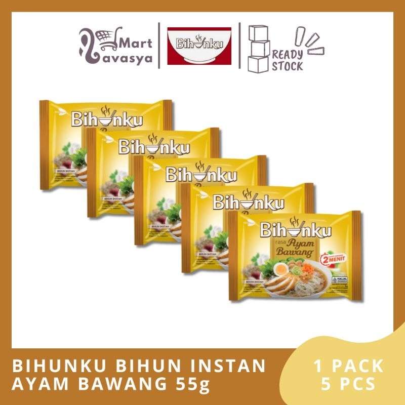

BIHUNKU BIHUN INSTAN AYAM BAWANG 55g - 1 PACK ( 5PCS ) - KOTA BANDUNG - LAVASYA MART
