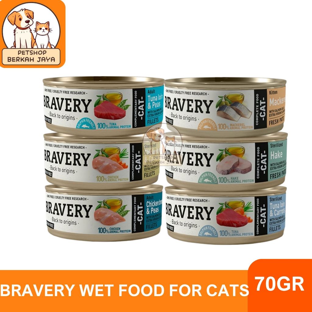 BRAVERY Wet Food for Cats 70gr / Makanan Basah Kucing / Wet Food
