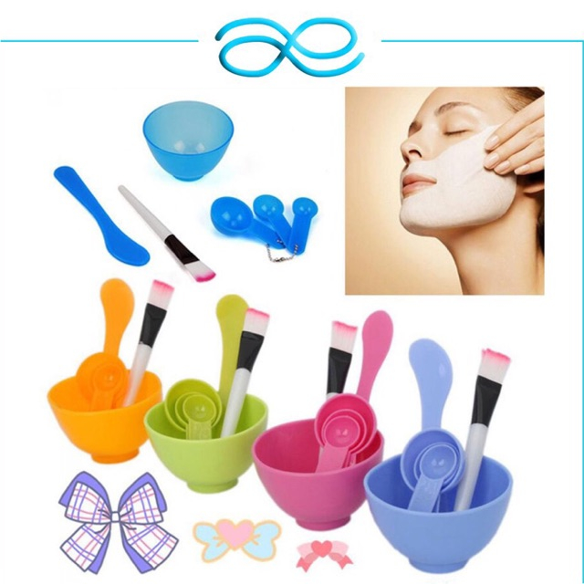 TGM mangkuk 4 in 1 Makeup Beauty DIY Facial Face Mask Bowl Brush Spoon Stick Tool Set mangkok