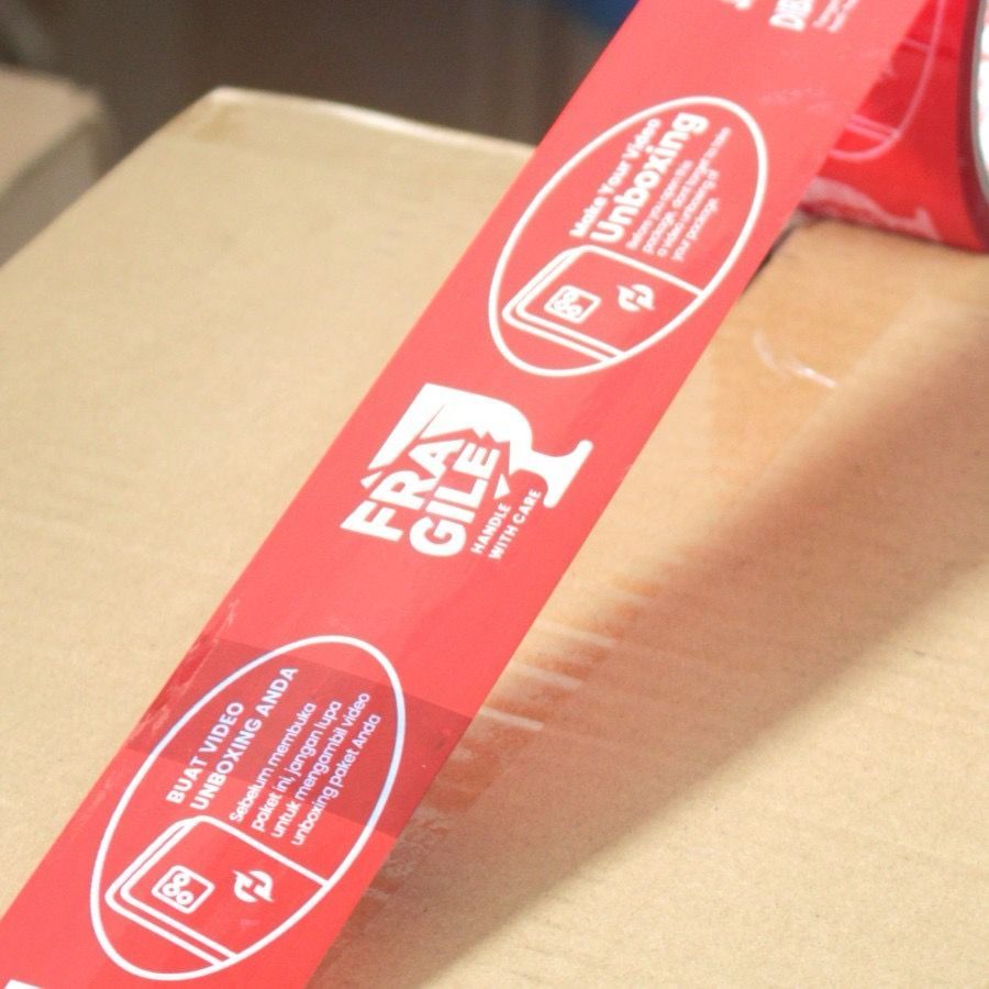 

(1pcs) [MERAH] Lakban Unboxing Fragile Merah - Wajib Unboxing- Unboxing MPI 72 YARD