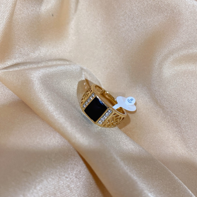 cincin pria gold permata hitam ready mirip banget ma cincin mas.. mewah