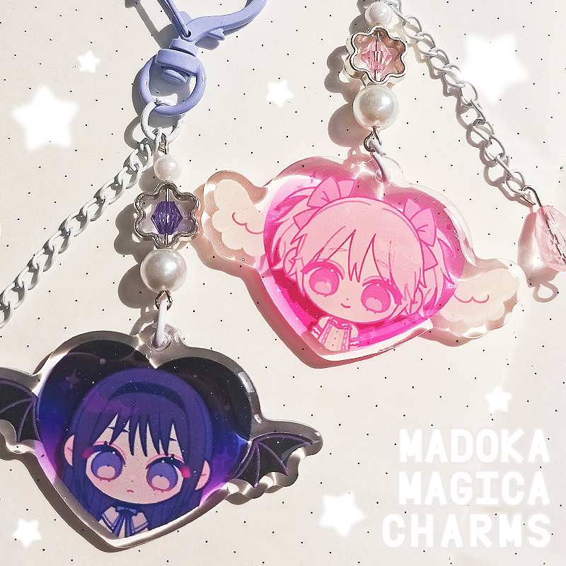 [madoka magica] madoka + homura charms by shyav