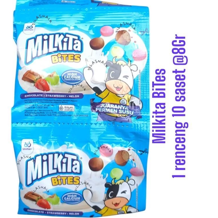 

Baru Permen milkita BiTes viral 1 renteng isi 10 saset kemasan 8gr milkita BiTes permen lunak susu aneka rasa buah milkita BiTes termurah