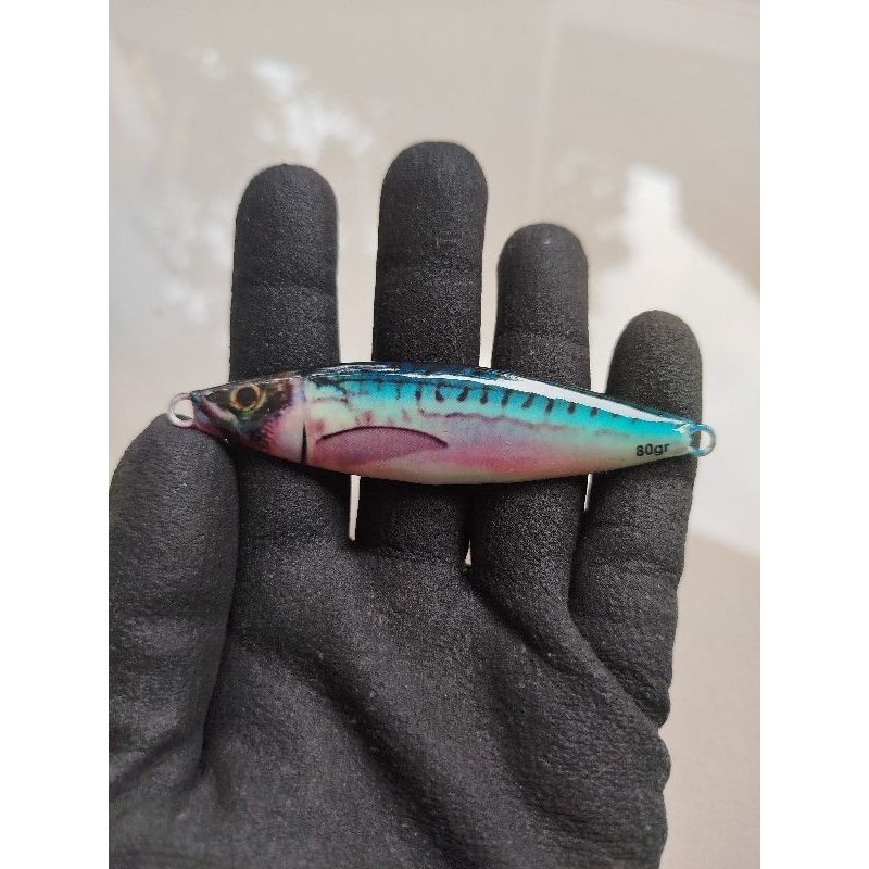 umpan metal jig full GID menyala terang  metal jig decal macarel 80 gram  metal jig 80 gram