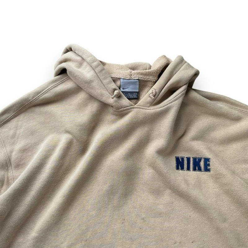 Hoodie Nike Vintage 00s Tan Brown Spellout Big Swoosh