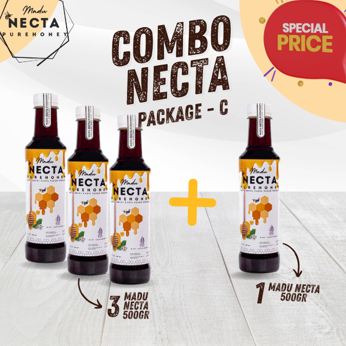 

NECTA SPESIAL PAKET HEMAT 4 pcs multiflora 500gr/RAW Honey/Madu Asli/100% Natural Honey