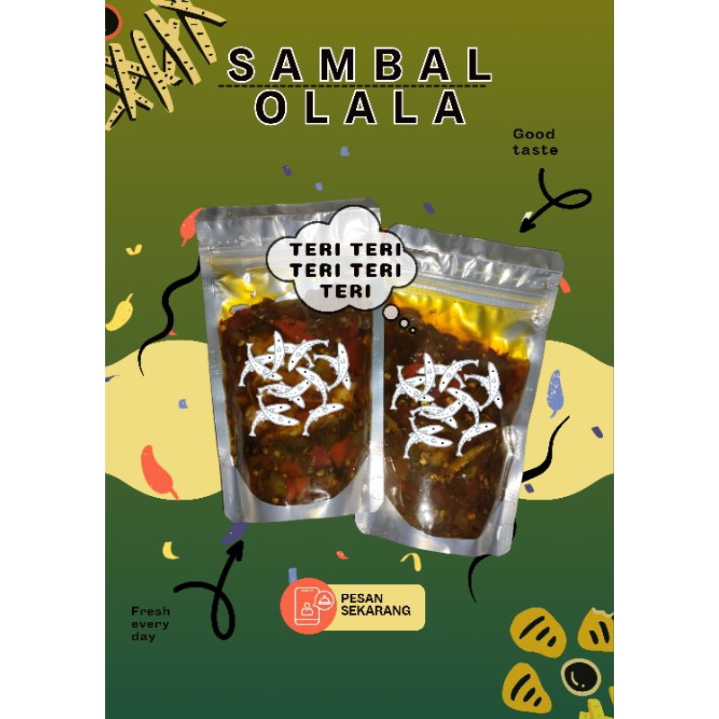

SAMBAL SAMBEL TERI,Hijau teri 125gram(pouch) BY OLALA FOOD