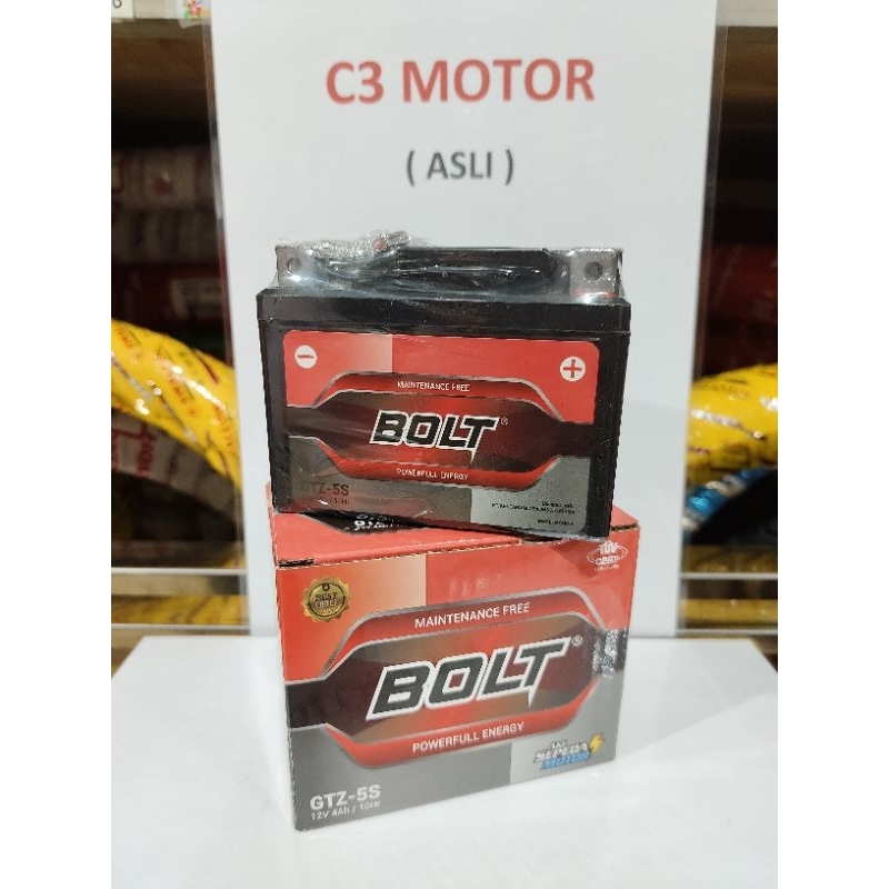 aki accu merk BOLT fuul kering Gtz5s mtz5s 12v5ah/10hr murah cocok tuk karisma. revo abs /revo f1 vi