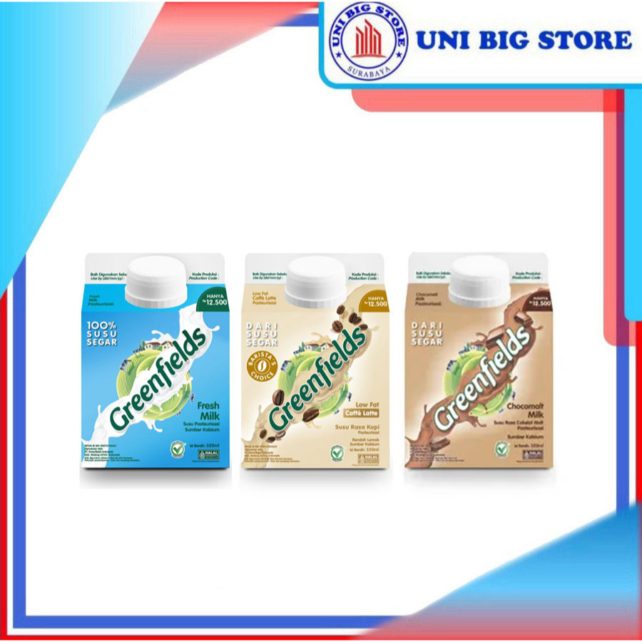 

Greenfields Fresh Milk Susu Segar | Chocomalt Milk | Low Fat Caffe Latte 320 ml