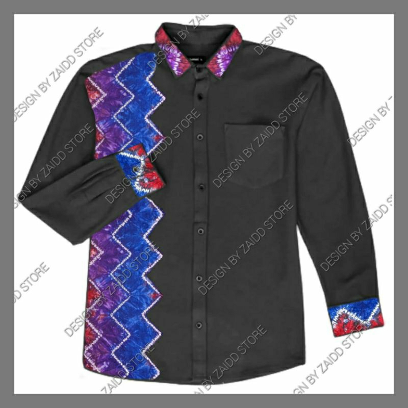 KEMEJA LENGAN PANJANG KOMBINASI SASIRANGAN TEPI KHAS BANJARMASIN