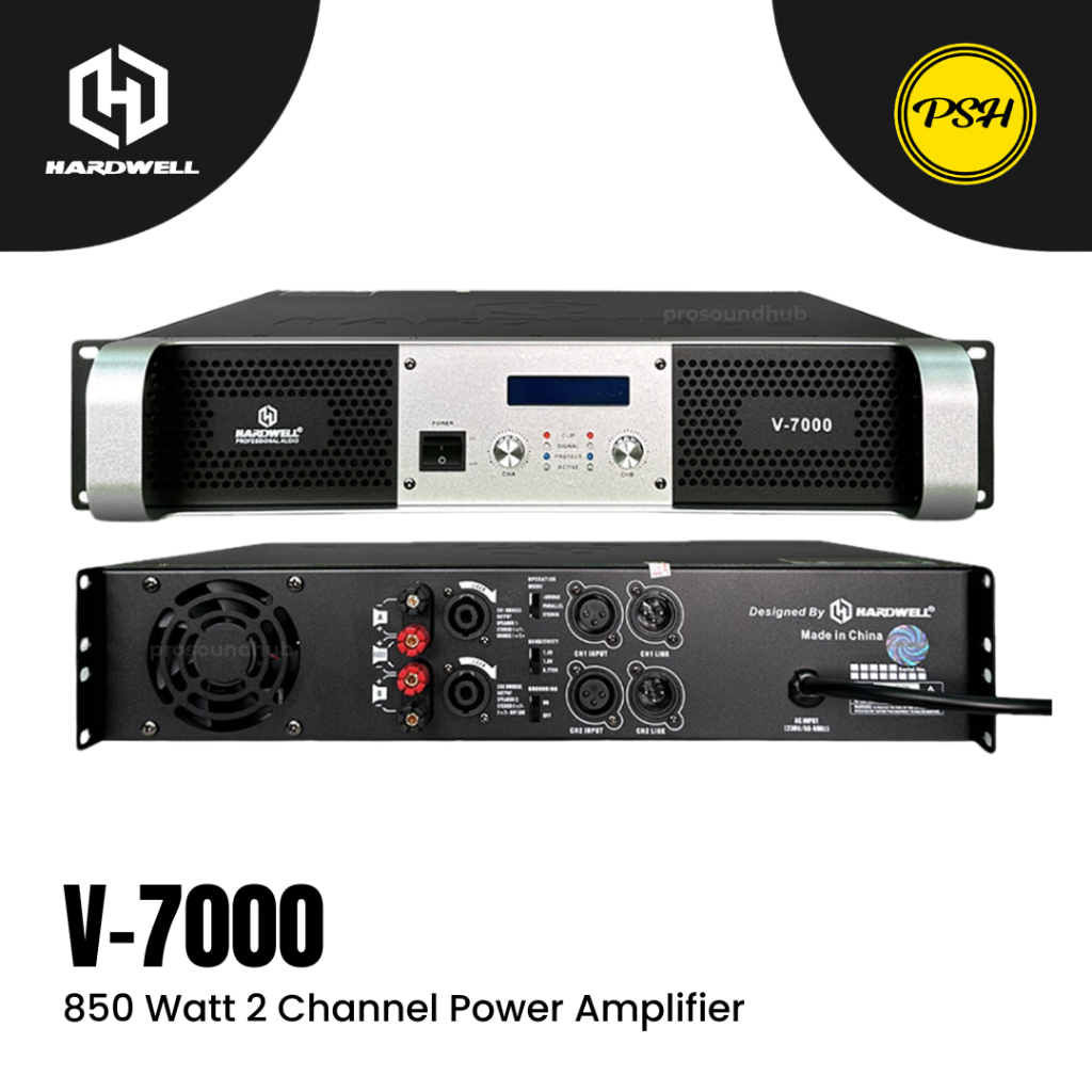 Hardwell V-7000 V7000 Power Amplifier Ampli 2 Channel 800 Watt Stereo Amplifier SpeakOn XLR