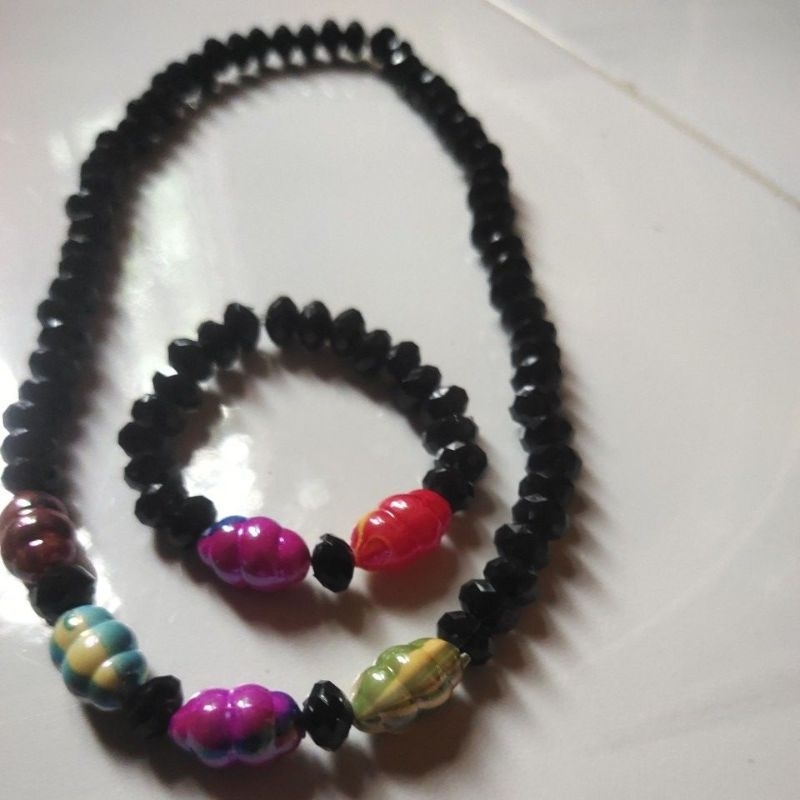 kalung set anak kristal/ kalung set gelang kristal ceko/kalung kristal ceko hitam