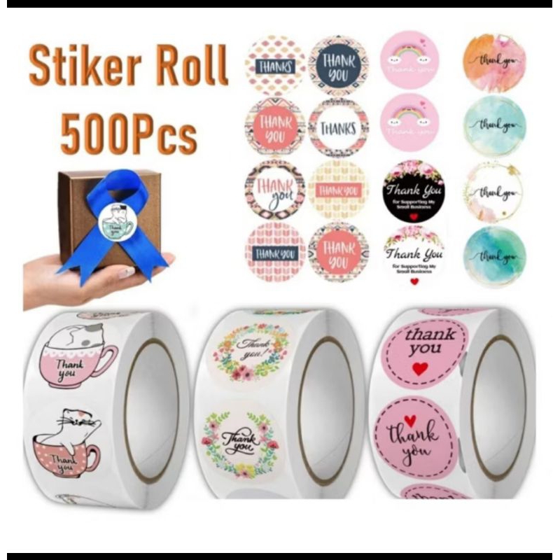 

Sarma_ta Sticker roll 500pcs Sticker thankyou Sticker ucapan terimakasih