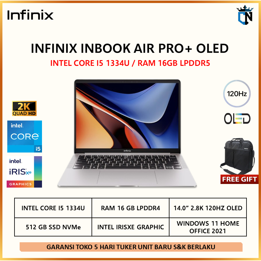 Laptop Infinix InBook Air Pro+ OLED Core i5-1334U 16GB 512GB W11 14" 2.8K 120HZ