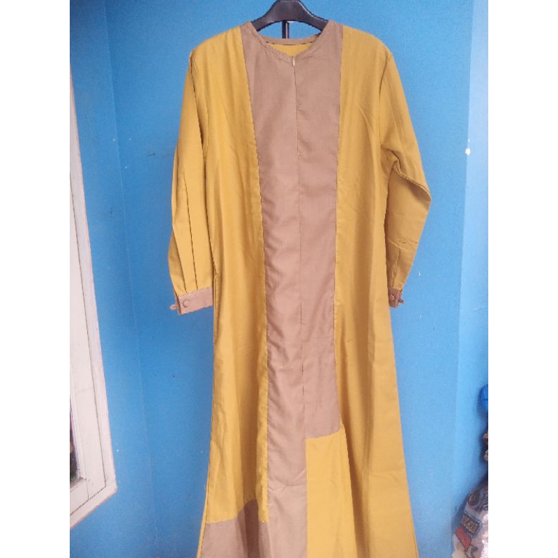 gamis polos kombinasi - gamis 2warna-pakaian muslim wanita
