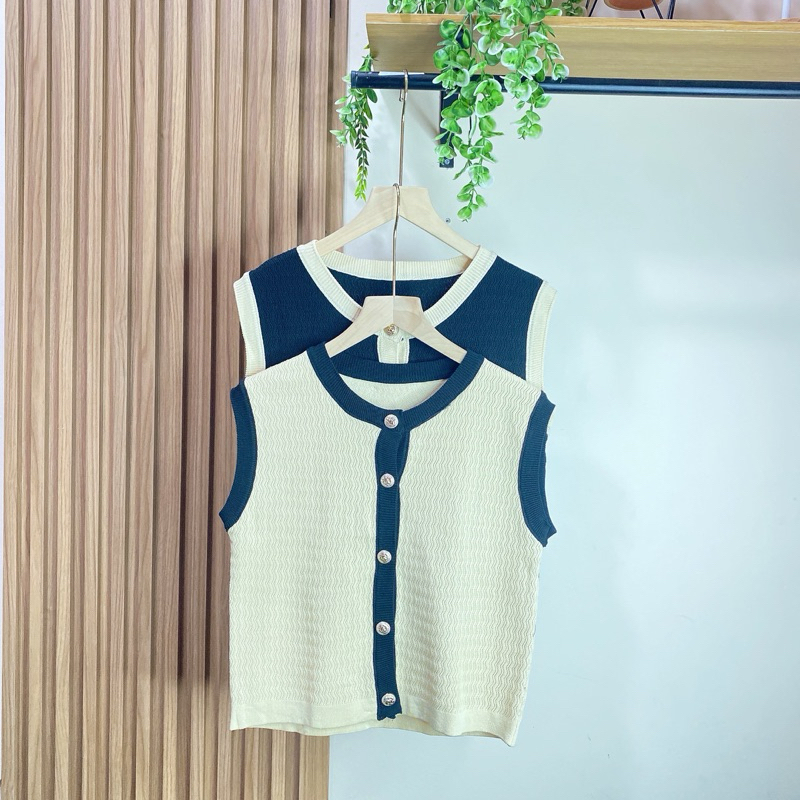 READY STOCK VEST ROMPI KNIT / VEST ROMPI KNIT RAJUT / VEST RAJUT WANITA PREMIUM